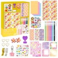 Set diario fai-da-te floreale per ragazze con taccuino e vari accessori di cancelleria - Set Fai-da-Te Tema Floreale (Stile Fiori SH025)