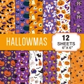 12-pack 6x6 inch Halloween decorative paper with pumpkins, ghosts and bats patterns - Halloween Series A (G026-A)