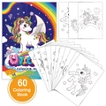 Detailansicht eines 60-seitigen Einhorn-Malbuchs mit Regenbogen-Cover und Ausmalbildern - Einhorn-Thema