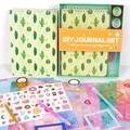 DIY Journal Set with cactus notebooks stickers and glitter washi tape for creative scrapbooking - Cactus Theme