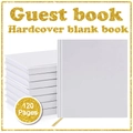 White hardcover wedding guestbook with 120 blank pages and elegant gold silk ribbon - 120 Pages / Pure White