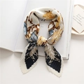 Pleated rhombic silk scarf with vintage floral print and elegant sun protection design - Off-white Vintage Floral (FY96-3)