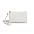 Elegante pochette bianca con motivo a rombi e dettagli in ferramenta dorata - Bianco
