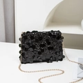 Fashionable black sequin crossbody bag with a gold chain strap for party style - Black