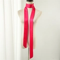 Macro detail of glossy rose pink satin silk ribbon scarf on mannequin neck - Rose Red (LJ16-77) / 190*5cm
