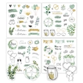 Bruiloft plakboek stickers set met saliegroene en gouden hart ontwerpen voor decoratie - G021-Groene Serie Trouwstickers (4 Vellen/Set)