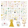 Scrapbook wedding stickers set featuring hearts and cakes for DIY bridal planning decor - Mixed Wedding Stickers 12-Sheet Set (G033-A+B+C)