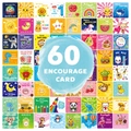 Set di 60 biglietti motivazionali per portapranzo con disegni di cartoni animati - Set di Carte di Incoraggiamento (KP12)