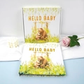 White Baby Memory Book with watercolor bear cover and matching gift storage box - Bear Style