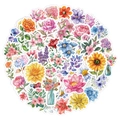 Set di 50 adesivi floreali in vinile acquerello con girasoli e rose per lo scrapbooking - Fiori ad Acquerello (Y008)