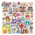 Lot de 50 autocollants Happy Birthday style graffiti pour ordinateurs et gourdes - 50 Pièces Autocollants Happy Birthday