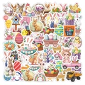 Lot de 50 autocollants de Pâques avec lapins et œufs colorés pour décoration DIY - Ensemble d'Autocollants de Pâques (Y016-50枚复活节贴纸)