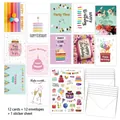 Set of 12 modern birthday cards with white envelopes and stickers for DIY celebration gifts - Style B (KP10-B)