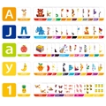 Educatieve flashcards voor kinderen met Engelse letters en vrolijke dierenprints - Peuter Flashkaarten Set-Stijl B (Dier/Voedsel/Alfabet/Logica)