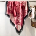 Detail of rose red and white marble pattern silk scarf hanging on a metal rod - Rose White Marble Gradient (FE141-2)