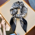 70cm vintage paisley print faux silk square scarf in classic black white and grey patterns - 70x70cm / Black Paisley (FJ556-1)