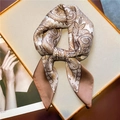 70cm vintage paisley silk scarf with earthy brown tones tied in an elegant knot - 70x70cm / Tan Paisley (FJ556-2)