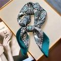 Detail of vintage paisley silk scarf knotted on a fashion magazine background - 70x70cm / Dark Green Paisley (FJ556-3)