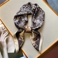 Ethnic paisley pattern silk-feel square scarf with gold floral prints and a bow knot tie - Dark Coffee Vintage Floral Style (FJ557-4)