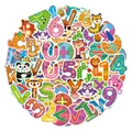 50 adesivi colorati con alfabeto e numeri a cartoni per graffiti educativi bambini - Adesivi Creativi con Lettere (Y018)