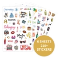 6 sheets of watercolor cartoon daily planner stickers with holiday themes and 210 icons - G037-Seasonal Holiday Planning Sticker Set
