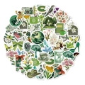 50-teiliges Set Vintage-Aufkleber in Grün mit Naturmotiven und botanischen Illustrationen - 50 Stück Grüne Ästhetische Aufkleber (Y020)