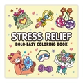 Detailed view of the Stress Relief coloring book cover featuring cute cartoon illustrations - Stress Relief (TH03)