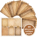 Detail of 48 pieces of vintage A4 double-sided stationery paper with antique textures - Style F (48 Sheets/Set)