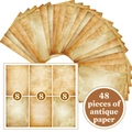 Set of 48 sheets antique vintage paper with 6 different textures for DIY journaling - Style G (48 Sheets/Set)