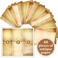 Detail showing 48 sheets of vintage stationery paper in 6 antique textures and warm tones - Style H (48 Sheets/Set)