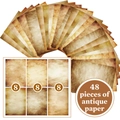 Detail showing 48 pieces of vintage stationery paper with various aged textures and burnt edges - Style I (48 Sheets/Set)