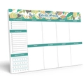 Bloc-notes hebdomadaire avec illustration florale et suivi des habitudes saines - Verdure Fraîche (Style A)