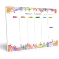 Bloc-notes de planning hebdomadaire avec bords aquarelle et sections quotidiennes - Éclaboussure d'Aquarelle Artistique (Style D)