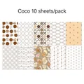 Detail view of Coco series decorative scrapbook paper set with 10 vintage brown textures - Coco (G044)