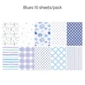 Detail view of Blue Series scrapbook paper set with floral, stripe and grid patterns - Blues (G044)