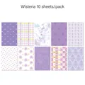 Detailed view of ten purple Wisteria theme scrapbook paper patterns with floral designs - Wisteria (G044)