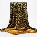 Elegant black and gold silk-feel square scarf featuring geometric letter pattern - 90x90cm / Black Yellow