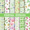 Set of 24 floral scrapbook papers 30x30cm featuring watercolor animals and leaves - Spring Collection / 30x30cm (24 Sheets)