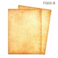 Macro detail of A4 vintage stationery paper showing realistic aged fiber texture and spots - Ginger Fiber Texture Style (FG05-B) / Standard Pack