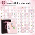 60 Badass Affirmation Cards in pink box with hand-drawn motivational illustrations - Women's Affirmations Cards (KP23)