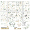 Lot de 230 stickers de mariage en allemand pour scrapbooking avec 8 feuilles or et sauge - Vert (G047)