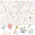 Lot de 8 feuilles d'autocollants de mariage avec phrases en allemand pour scrapbooking - Rose (G047)