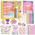 DIY journal set for girls with purple notebook stickers and colorful glitter pens - SH036-Journal Set (SH036-Journal Set-New)
