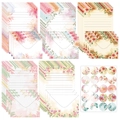 Detail of 65-piece watercolor floral stationery set with letter paper and envelopes - Floral Style B (G049-Floral-B) / 30 Sheets + 15 Envelopes + 1 Sticker Sheet