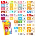 36-piece educational alphabet and number flash cards set with colorful illustrations - Alphanumeric Series / 36 Sheets