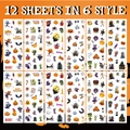 12 fogli di adesivi per Halloween con zucche e fantasmi in 6 stili decorativi per feste - Set di motivi di Halloween (G052)