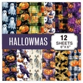Halloween decorative scrapbook paper kit 12 sheets with pumpkin and ghost patterns 6x6 inch - Classic Halloween Elements Style (G053-C)