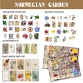 Set de 60 pegatinas vintage Jardín Noruego con motivos botánicos y florales de papel - Estilo Norwegian Garden (SH037) / Juego de 60 Piezas