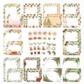 Christmas stationery set with floral envelopes, letter papers and festive stickers - Letter Paper + Envelopes + Stickers