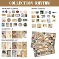 Set de 60 pegatinas vintage Collection Rhythm para scrapbooking con papel y cuerda de cáñamo - Estilo Collection Rhythm (SH037) / Juego de 60 Piezas